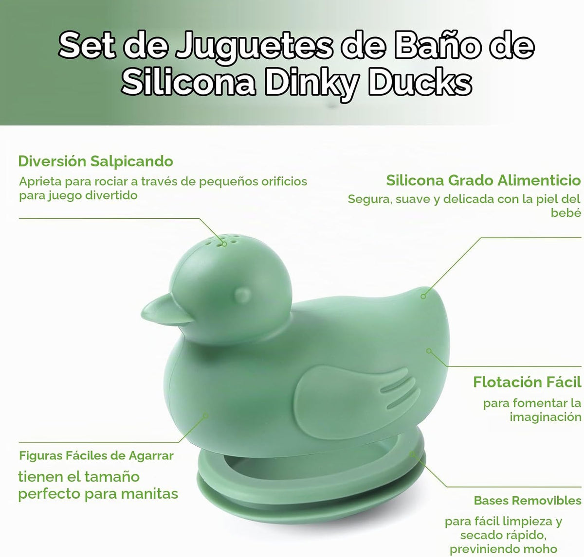 haakaa Dinky Splash Duck - Juguete de baño de silicona para bebé, desmontable y libre de moho, juguetes de silicona de grado alimenticio, juguetes de bañera para apretar, juguetes flotantes para tina para bebés de 6 meses