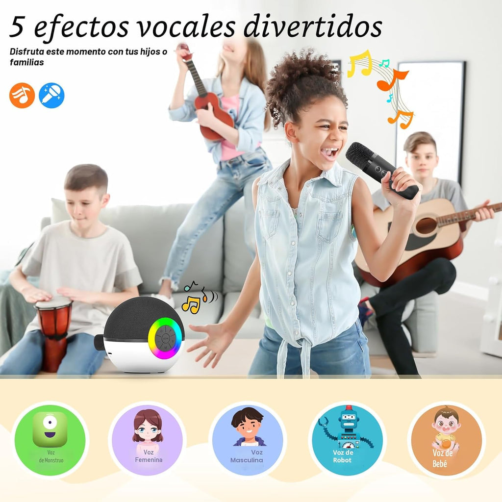 Mini máquina de karaoke con altavoz para niños y adultos, micrófono portátil con Bluetooth y juguetes de canciones con luz LED, el mejor regalo de Navidad, cumpleaños y festival para niñas y