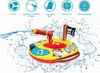 Flotador inflable grande de verano para piscina para niños con pistola de chorro, barco pirata y camión de bomberos