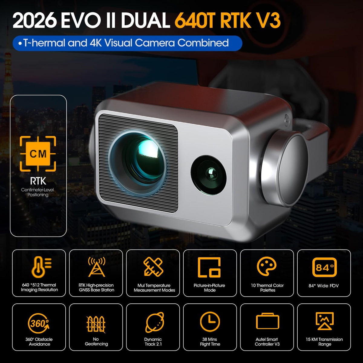 Autel Robótica EVO II Dual 640T RTK V3, 640T con posicionamiento a nivel de