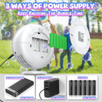 Máquina de burbujas, soplador automático de burbujas para niños pequeños, más de 8000 burbujas por minuto, enchufe eléctrico oscilante de 90° 200° o baterías para hacer burbujas, juguetes para fiesta