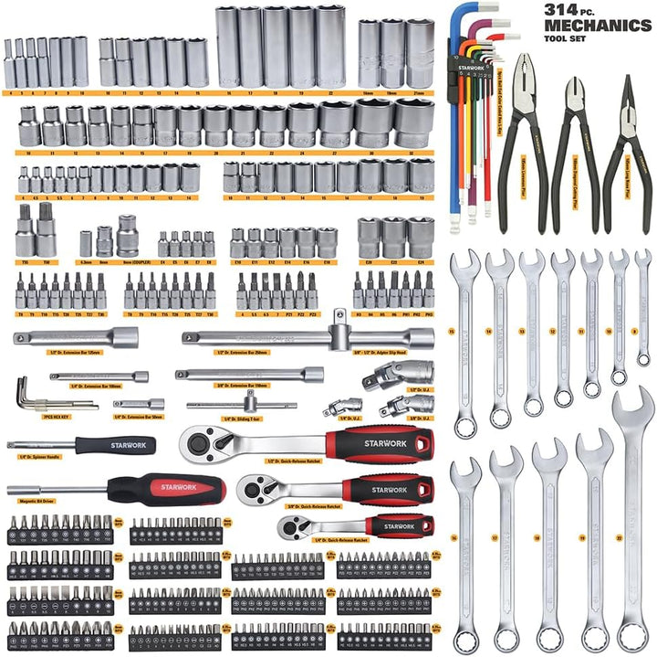 STARWORK TRUE MECHANIC™ Juego de herramientas mecánicas de 314 piez...