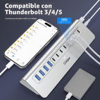 intpw, YH12, hub USB de 12 puertos, alimentado