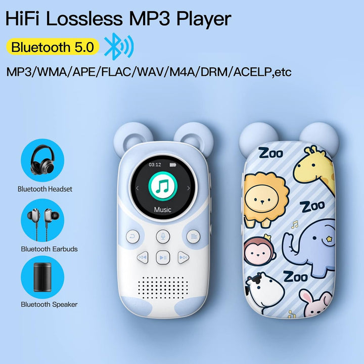 RUIZU - Reproductor MP3 Bluetooth de 64 GB para niños, reproductor...