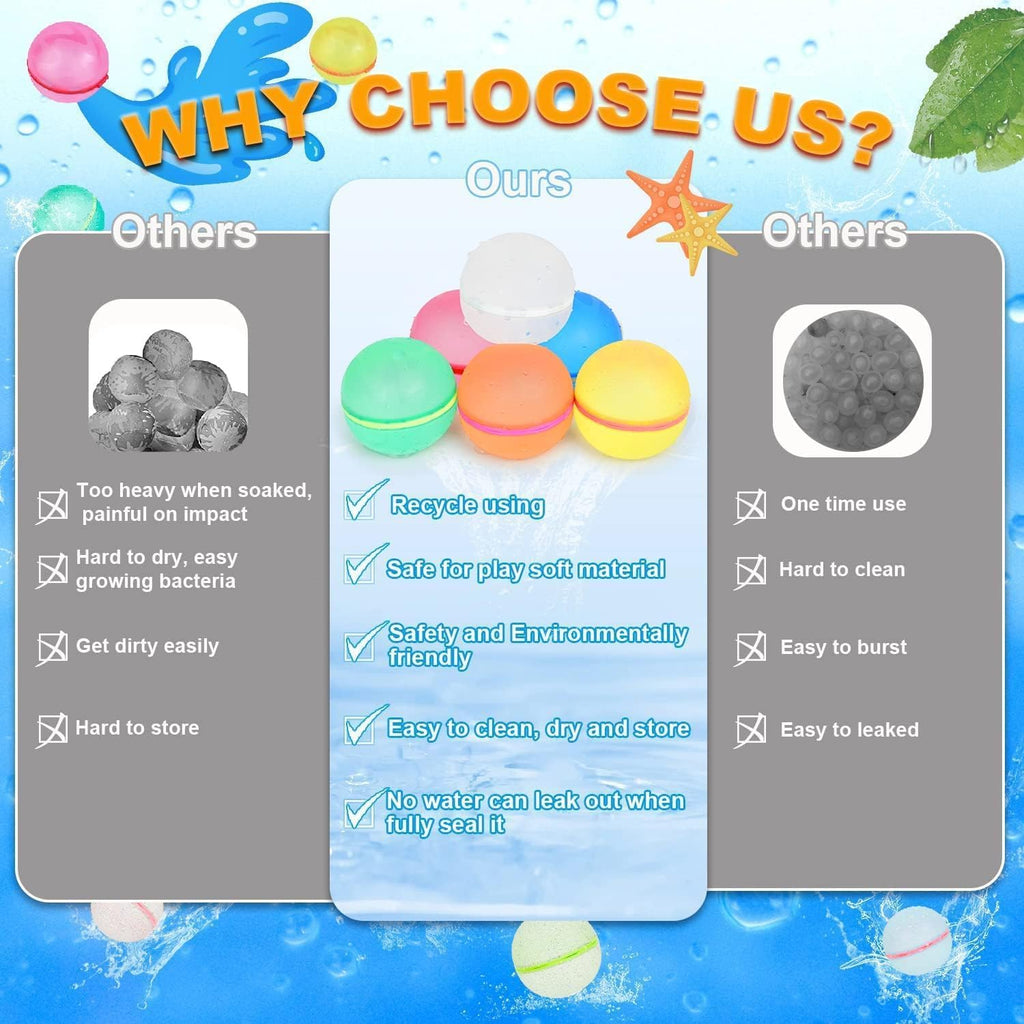 Globos de agua reutilizables, 12 piezas con bolsa de malla, autosellado