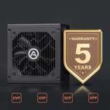 ARESGAME Fuente de alimentación AGV Series 650W, certificado 80 Plu...