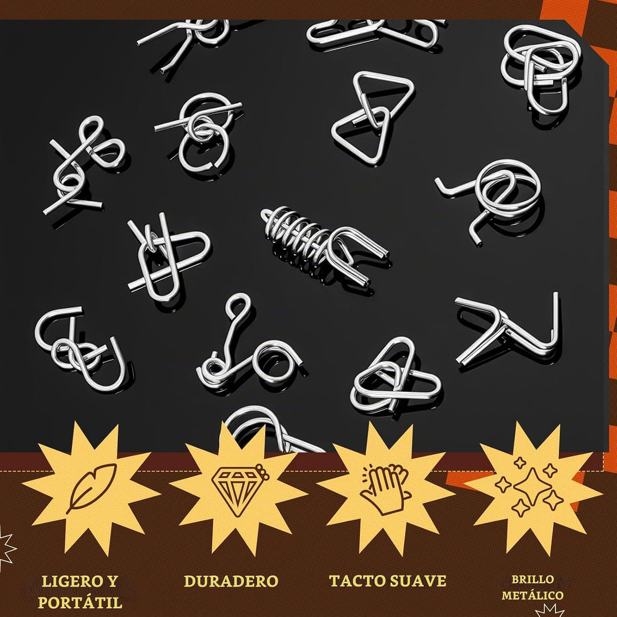 Juego de 100 piezas de rompecabezas de metal de lógica, estilo premium