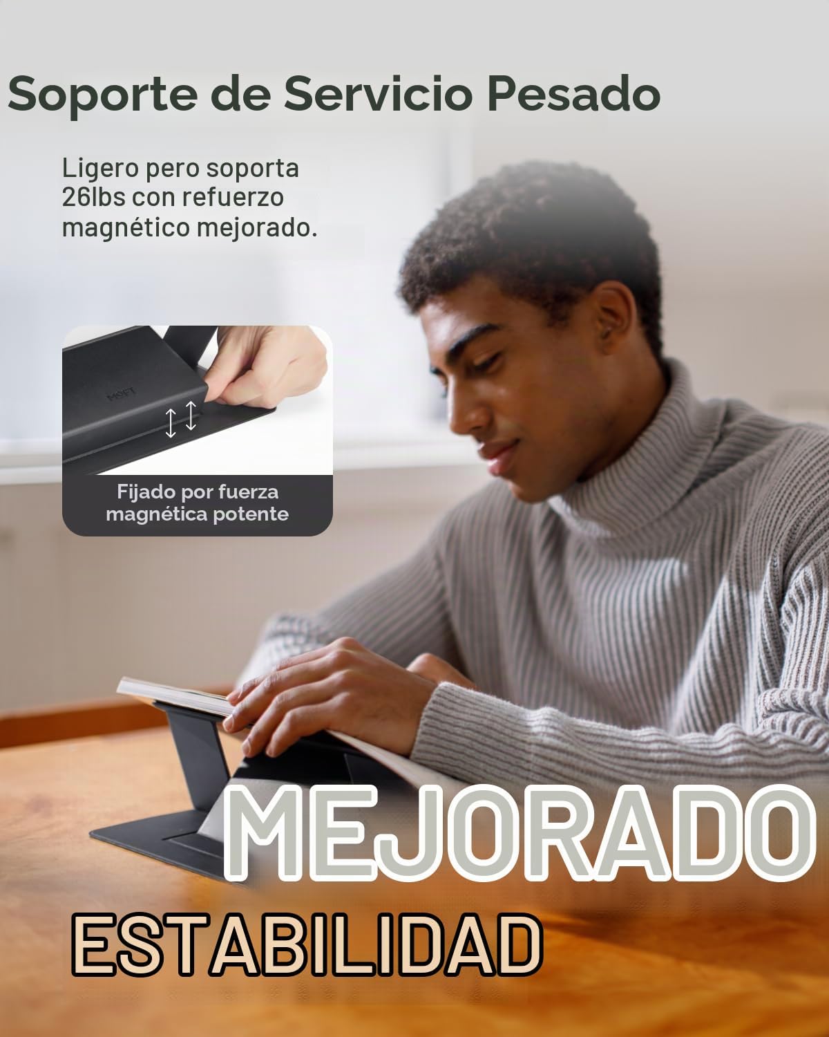 MOFT Soporte Invisible para Laptop de Escritorio, Soporte para Tableta y Computadora Sin Adhesivo con Doble Ángulo, Soporte Elevador de Laptop Plegable y Portátil, Compatible con Tabletas de 7-11" y