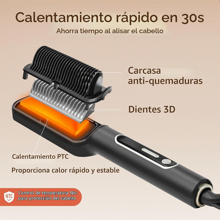 Cepillo profesional iónico para alisar el cabello con pantalla LED,...