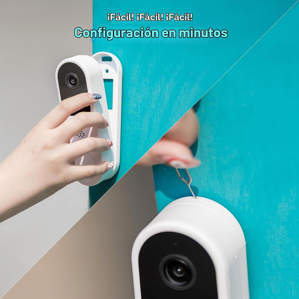 Vicohome 2G6B - Cámara de seguridad solar 2K y timbre de video inteligente DB3 2K con timbre, no necesita NVR, funciona con pilas, fácil de configurar, detección de movimiento, audio bidireccional
