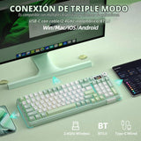 SOLAKAKA Teclado mecánico inalámbrico A99 Pro con BT5.0\/2.4GHz\/US...