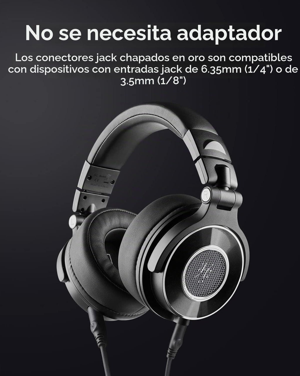 OneOdio Monitor 60 Auriculares Profesionales de Estudio - Auriculares con Cable para Monitoreo de Estudio, Audio de Alta Resolución, Orejeras Cómodas y Blandas, Adaptador de 6.35mm para Mezcla, DJ