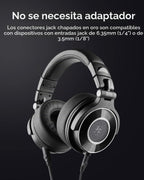 OneOdio Monitor 60 Auriculares Profesionales de Estudio - Auriculares con Cable para Monitoreo de Estudio, Audio de Alta Resolución, Orejeras Cómodas y Blandas, Adaptador de 6.35mm para Mezcla, DJ