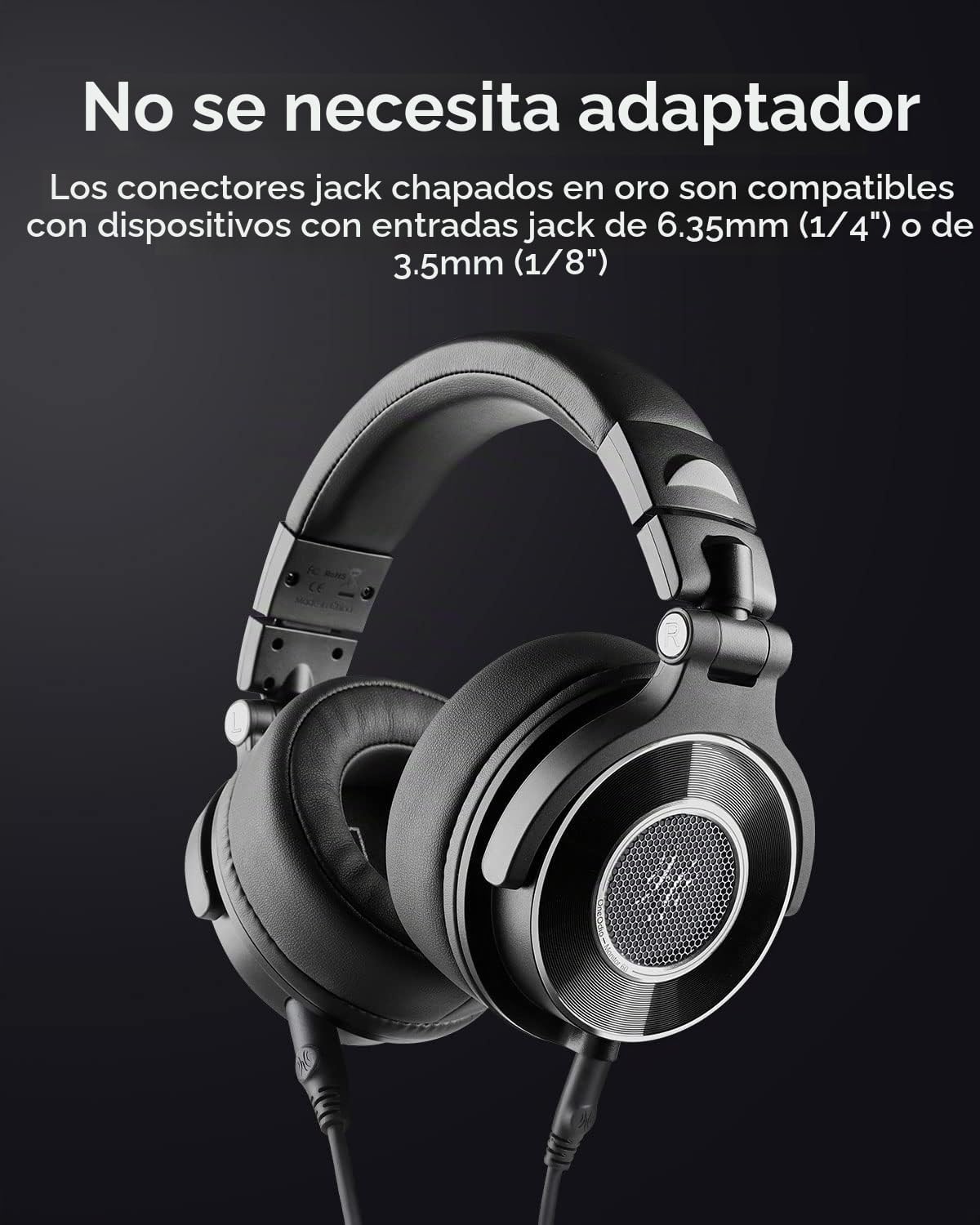OneOdio Monitor 60 Auriculares Profesionales de Estudio - Auriculares con Cable para Monitoreo de Estudio, Audio de Alta Resolución, Orejeras Cómodas y Blandas, Adaptador de 6.35mm para Mezcla, DJ