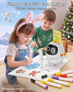 Robot de dibujo para niños, máquina educativa interactiva recargable del