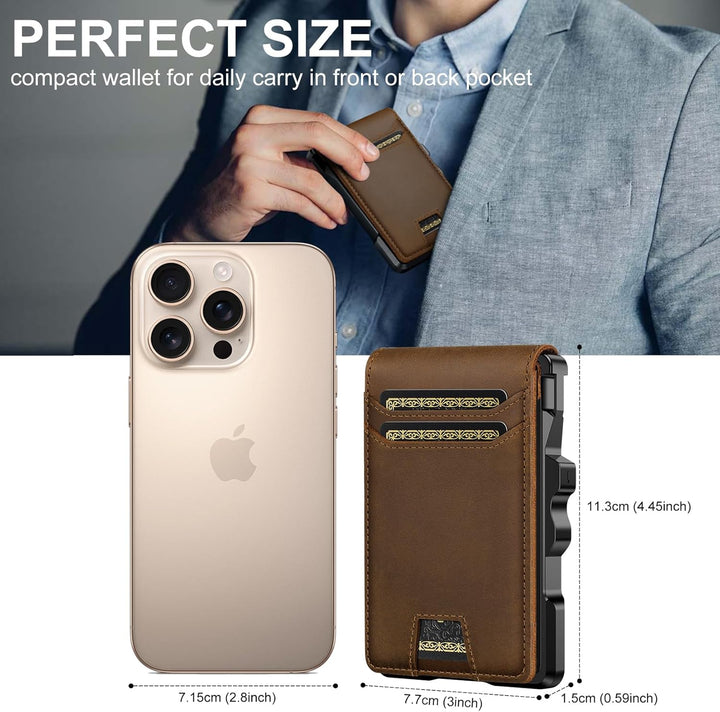furid Cartera de cuero genuino para hombre: carteras minimalistas R...