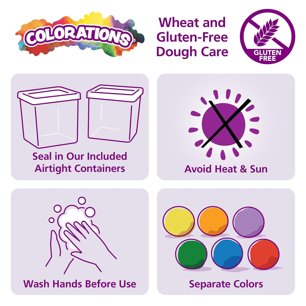 Colorations Masa sin trigo ni gluten, 6 colores clásicos, 1.5 libras cada