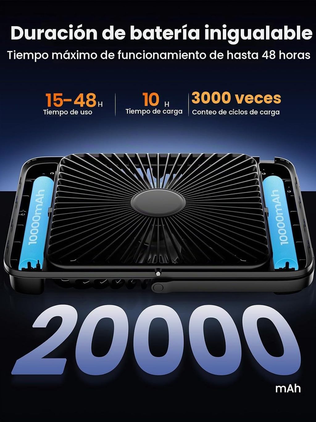 Warmco D4 - Ventilador de camping con batería de 20000 mAh, lintern...