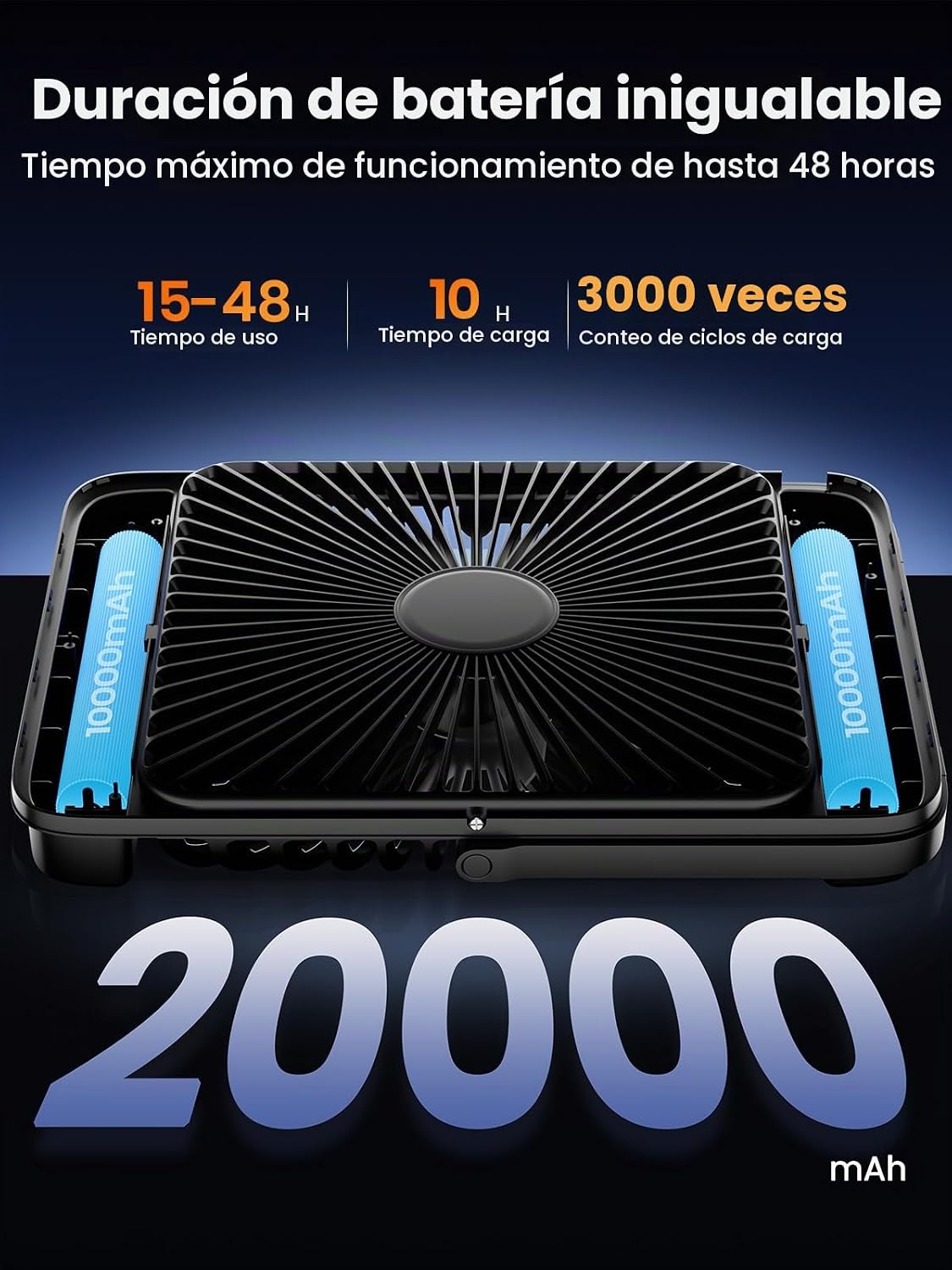 Warmco D4 - Ventilador de camping con batería de 20000 mAh, lintern...