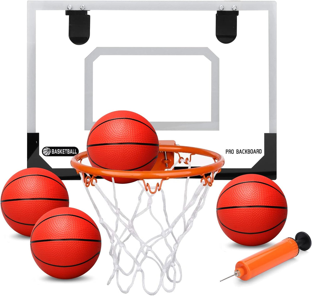 Aro de baloncesto más grande para interiores con borde grande de 9 pulgadas para niños y adultos, aro de baloncesto sobre la puerta para dormitorio con 3 gomas pequeñas de 6 pulgadas, juguete