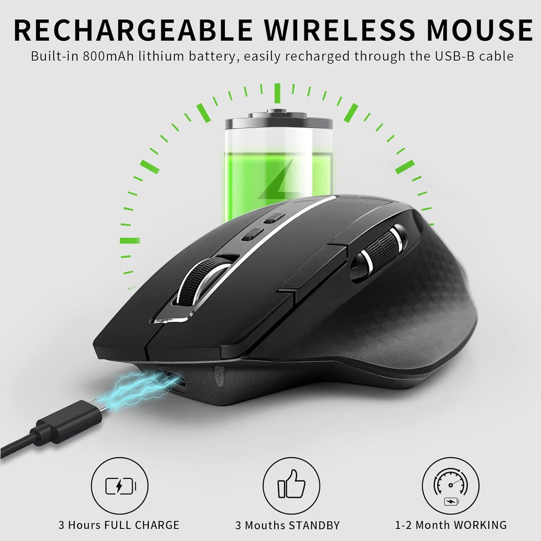 Rapoo Ratón inalámbrico Bluetooth, 4 DPI ajustables, recargable, mu...