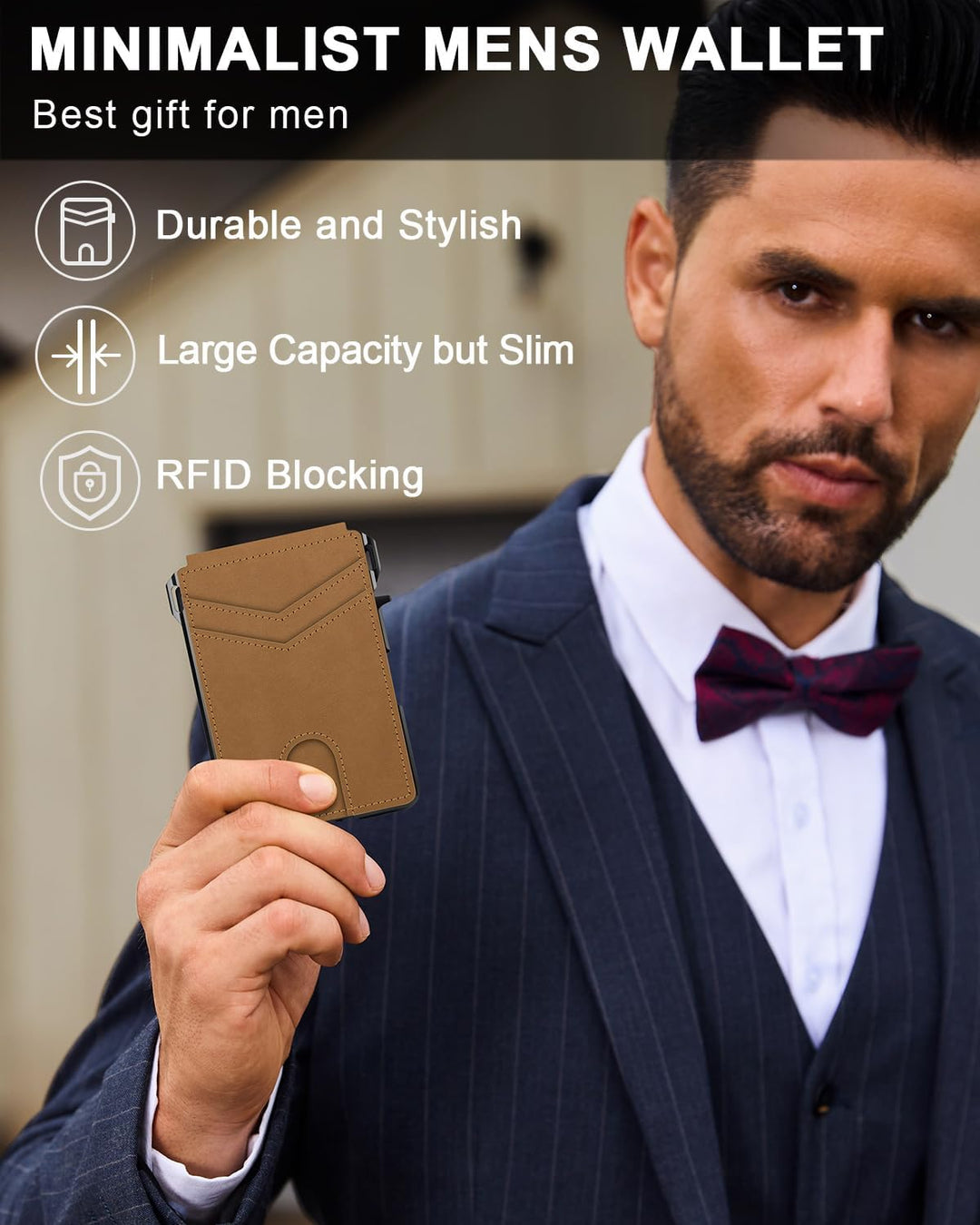Cartera para hombres, cartera minimalista para hombres de 9-13 tarj...