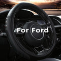 Yangday Funda de cuero para volante para Ford F150 F250 F350, 15.5-16 pulgadas Funda para volante de coche con partícula antideslizante de masaje (Negro)