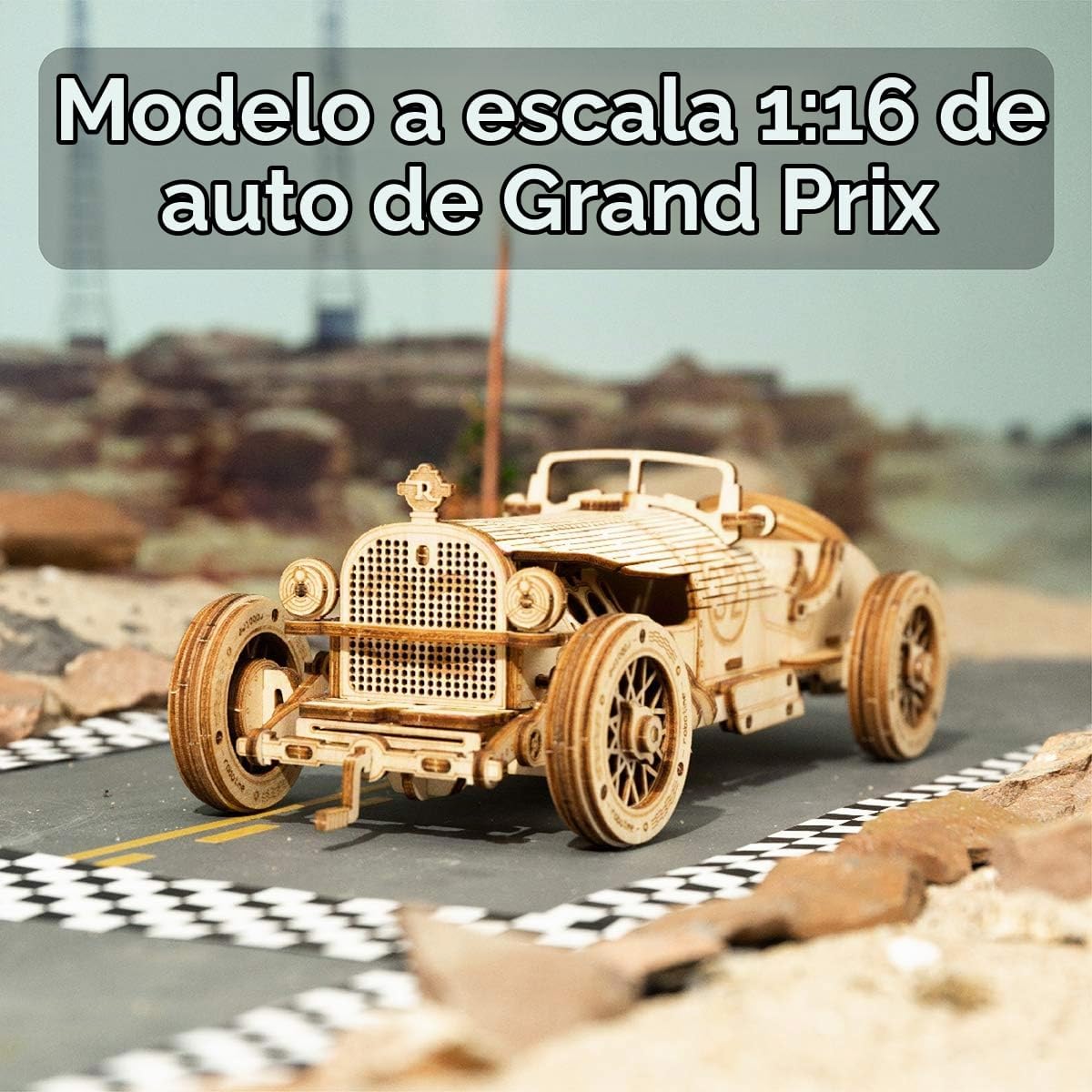ROKR Rompecabezas de madera 3D para adultos, kit de modelo de coche mecánico, rompecabezas de acertijos, kit de construcción de vehículo, regalo único para adultos en cumpleaños/Navidad (escala 1:16) (MC401-Grand Prix Car)