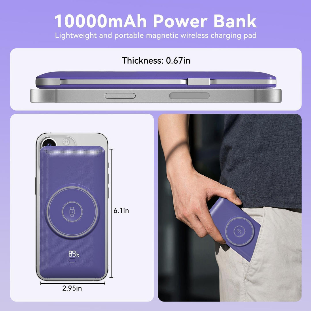LUCKYFELLOW Cargador portátil magnético de 10000 mAh para iWatch y...