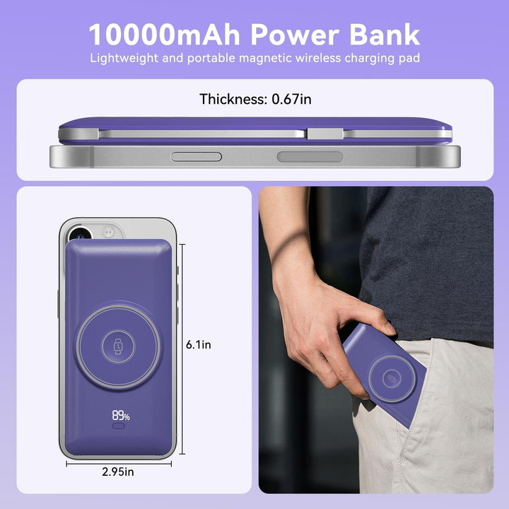 LUCKYFELLOW Cargador portátil magnético de 10000 mAh para iWatch y...