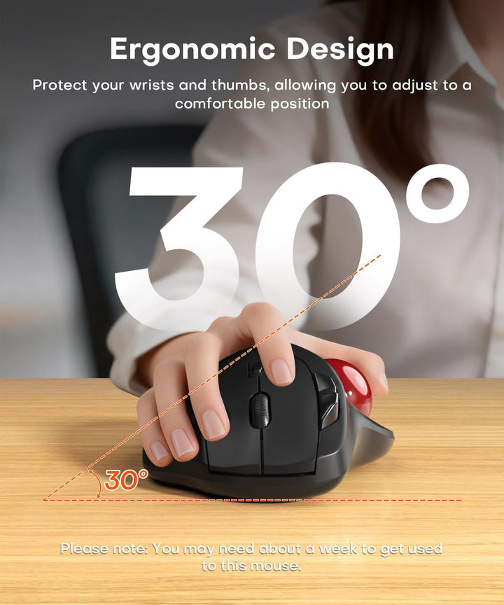 Ratón ergonómico inalámbrico de Trackball, conexión de 3 dispositiv...