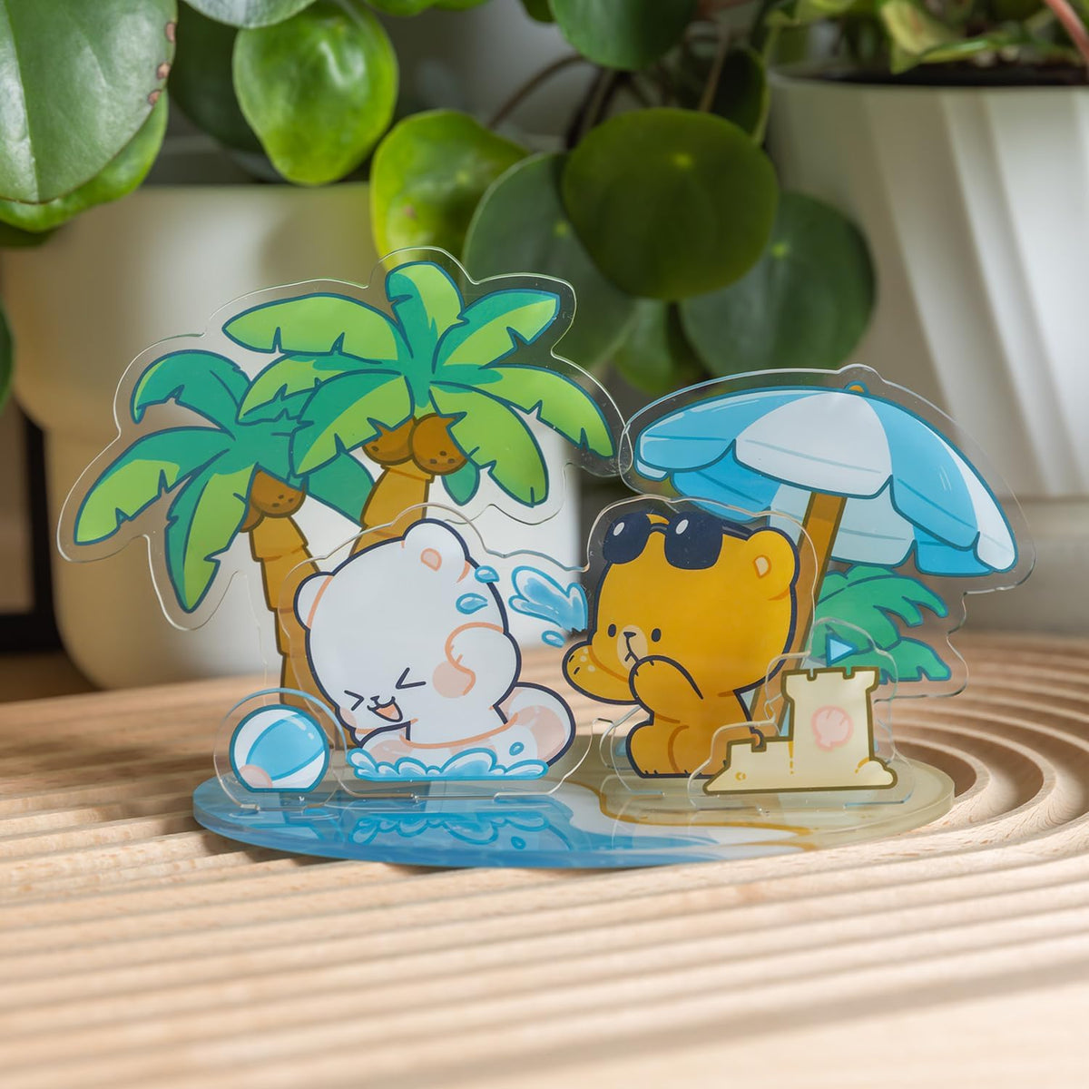 Milkmochabear Sunny Getaway - Mercancía auténtica de acrílico (5.3 x 3.9 pulgadas) lindo y adorable para decoración del hogar, oficina, regalos, decoración de estantes decorativos