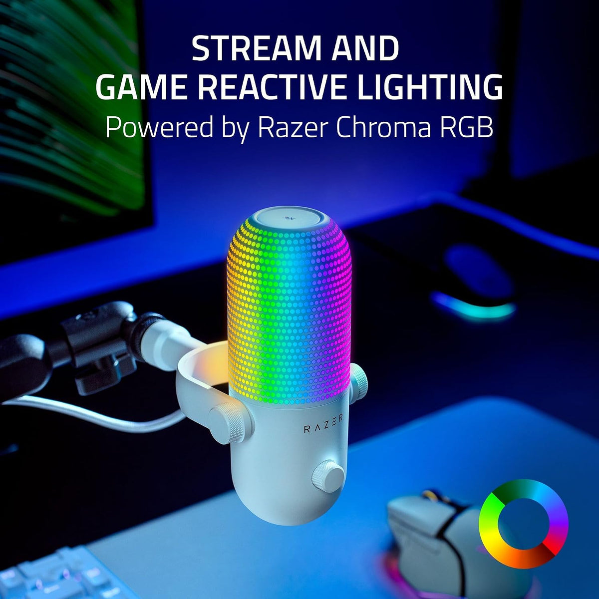 Razer Seiren V3 Chroma RGB, reactivo a juego y streaming, micrófono USB