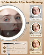 Espejo de maquillaje iluminado de 9 pulgadas con luz, espejo ajustable de