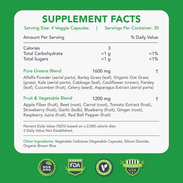 KaraMD Pure Nature - Suplemento de verduras, frutas y verduras, vit...