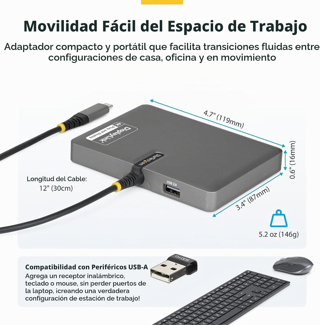 StarTech - Base para estación de trabajo USB-C a Quad HDMI 4K60, 140 W PD
