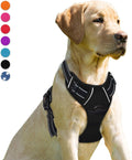 Barkbay Arnés antitirones con clip frontal para perros, material resistente y reflectante, mango de fácil control para pasear perros grandes (color negro, tamaño M)