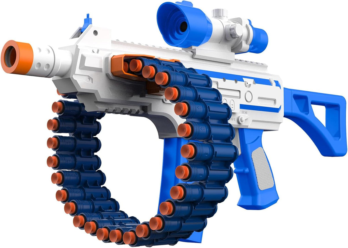 Juguete Blaster con 30 clips de dardos y 100 dardos de espuma, juegos de disparos al aire libre, juguetes para niños y niñas adultos de 6 a 12 años, regalos para cumpleaños de Navidad, azul