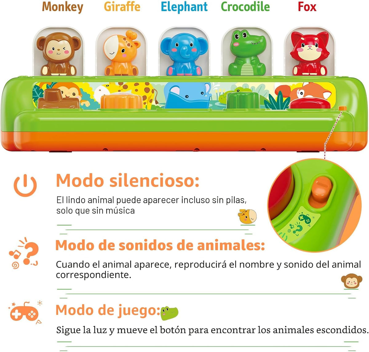 Juguetes emergentes para niños y niñas de 1 año, juguetes interactivos de causa y efecto con música y luz para bebés de 6 a 12 meses, regalos de Navidad y cumpleaños para bebés de 1 año