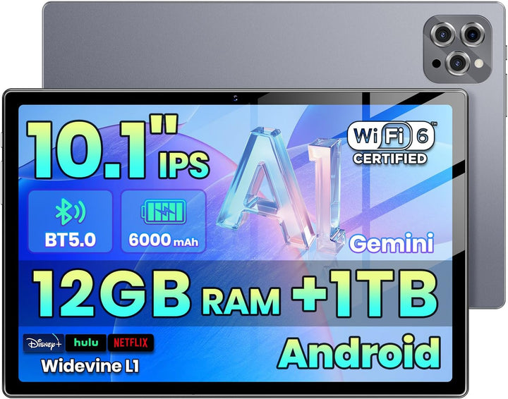 Tuotatop Tablet Android 2026 con Gemini AI, 12GB+64GB+1TB Expand, t...