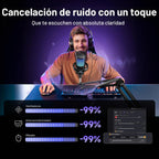 MAONO Micrófono inalámbrico DM40 para PC, PS4, PS5, laptop, reducción de ruido AI, cambiador de voz AI, micrófono de condensador RGB para juegos, podcasts de transmisión, Twitch, YouTube, Discord