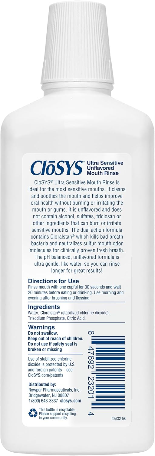 CloSYS Enjuague bucal ultra sensible, 32 onzas (Paquete de 2), no s...