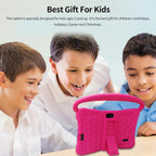 Tablet Kids de 7 pulgadas con funda a prueba de golpes, 1 GB de RAM 32 GB ROM, tableta Android para niños pequeños con Bluetooth, WiFi, GMS, control parental, educativo, juegos (rosa)