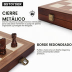 Juego de ajedrez magnético de madera, tablero de ajedrez plegable de 15 pulgadas con 2 ranuras de almacenamiento extra para reinas y piezas, juego de mesa de ajedrez de viaje portátil para adultos y