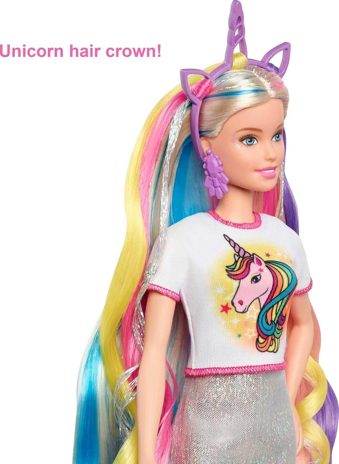 Barbie Muñeca y accesorios de pelo de fantasía, cabello rubio largo...