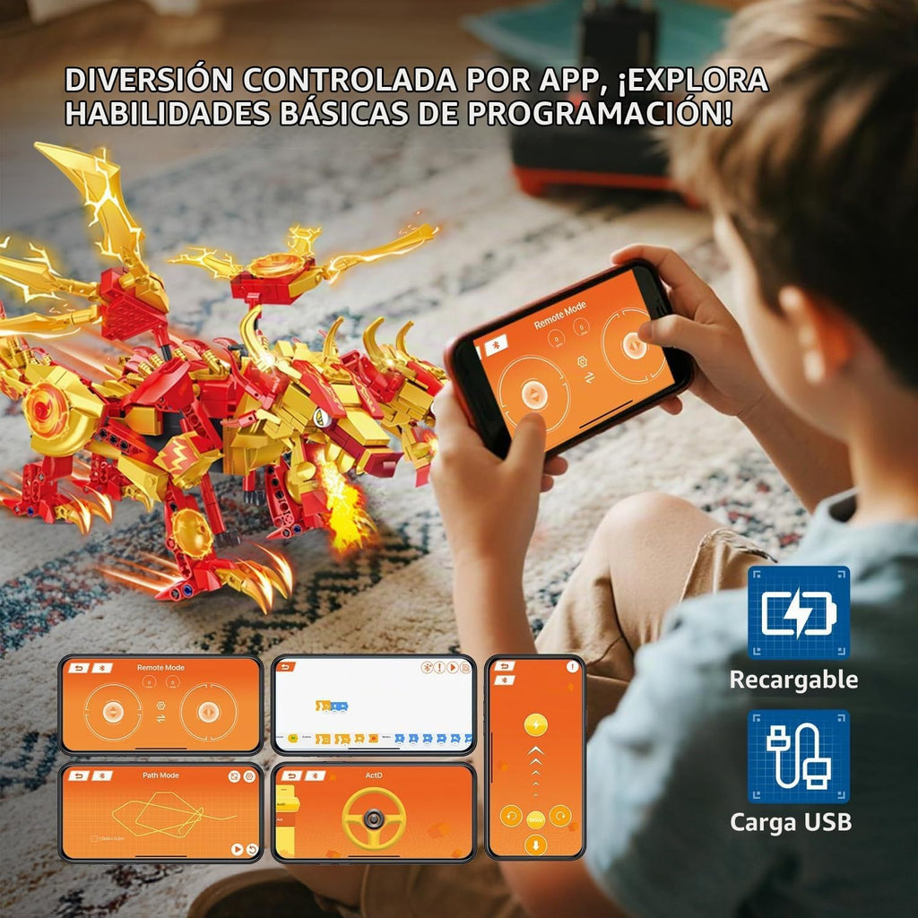 Kit de construcción de dragón a control remoto, compatible con STEM con