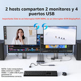 UGREEN Conmutador KVM HDMI 2 Monitores 2 Computadoras 4K@60Hz, con...