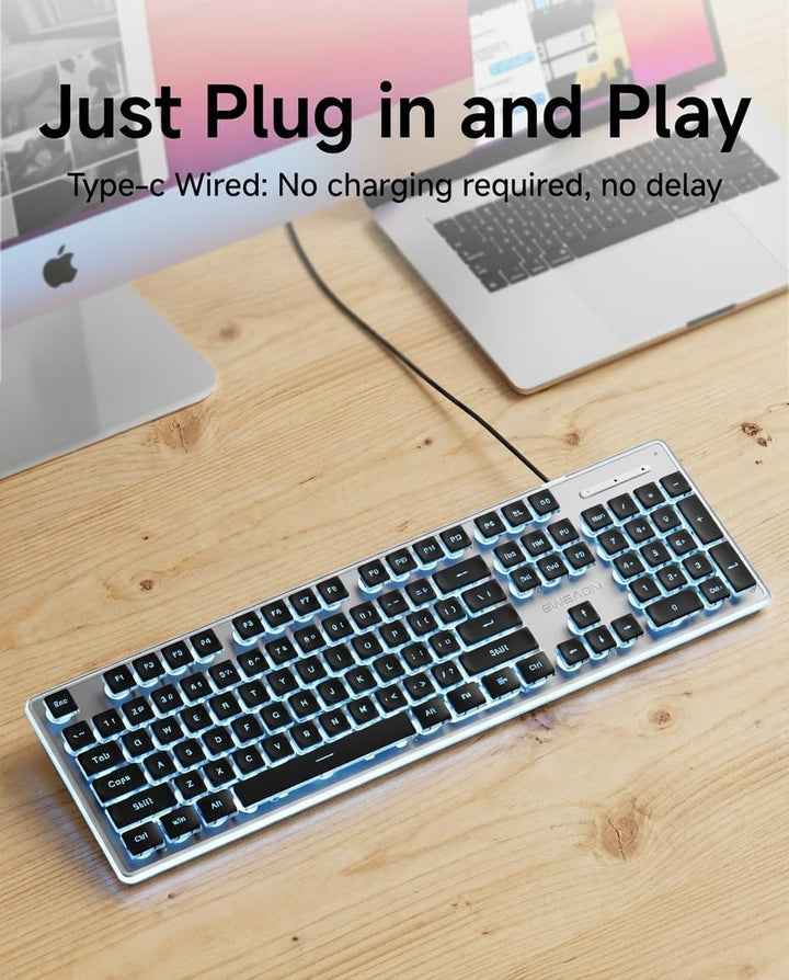 SEUNKWANG EWEADN GX710S - Teclado de computadora retroiluminado, te...