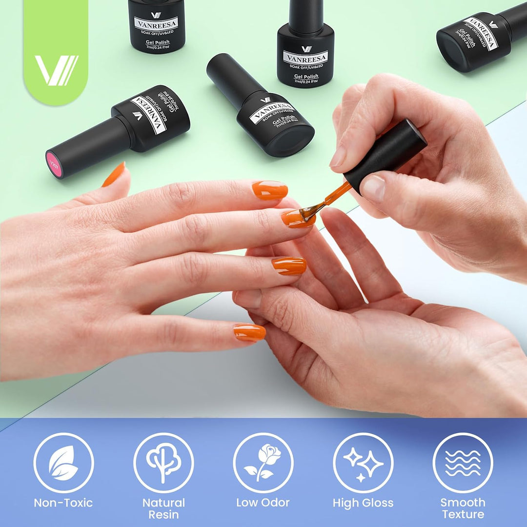 Vanreesa - Juego de 24 esmaltes de uñas de gel, 21 colores, kit de...