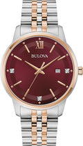 Bulova Reloj de Vestir para Hombre Classic Diamond, Reloj Quartz de 3 Manecillas con Fecha, Correa de Acero Inoxidable, 41mm